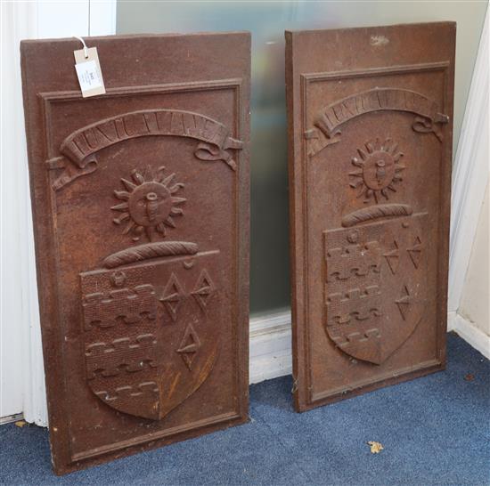 A pair of Victorian cast iron plaques for Kent College, Canterbury with the arms and motto Lux Tua Via Mea - Your Light Is MY Way W.3
